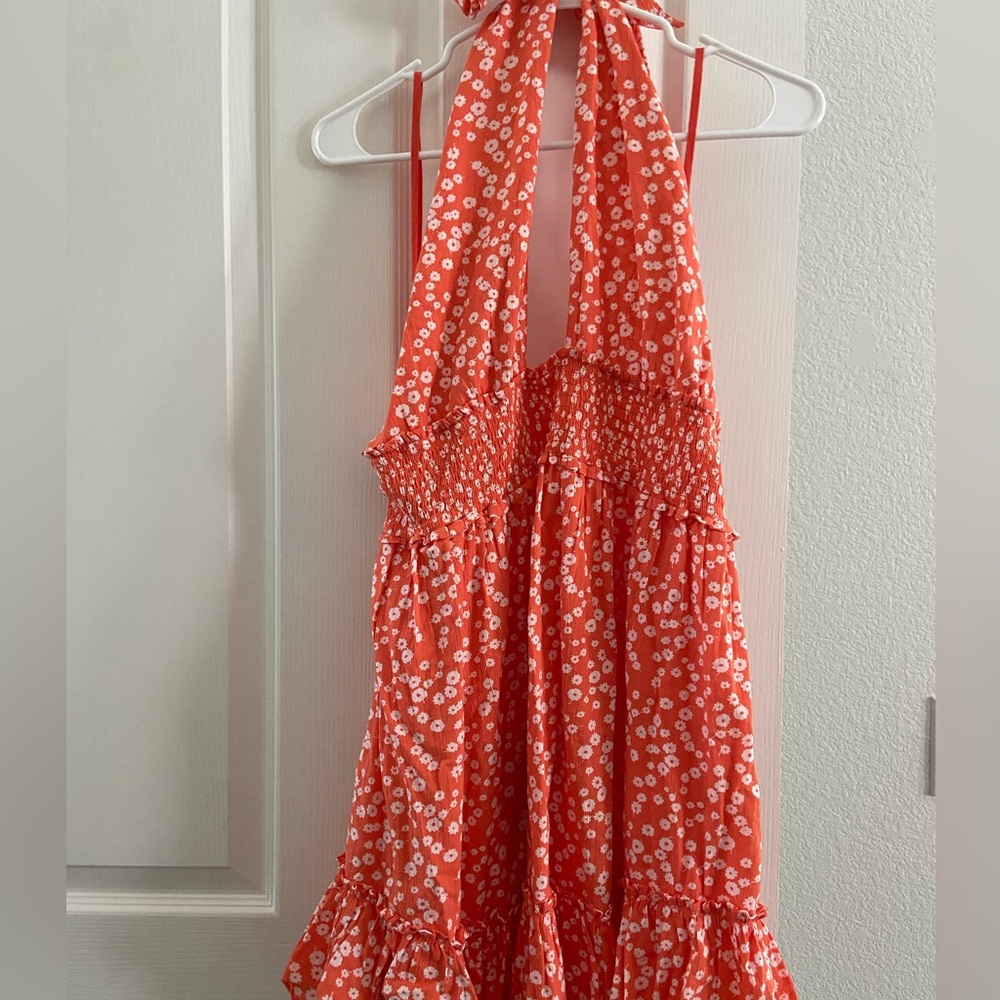 Orange mini halter dress